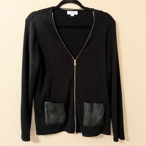 Calvin Klein Black Sweater with Gold Zipper